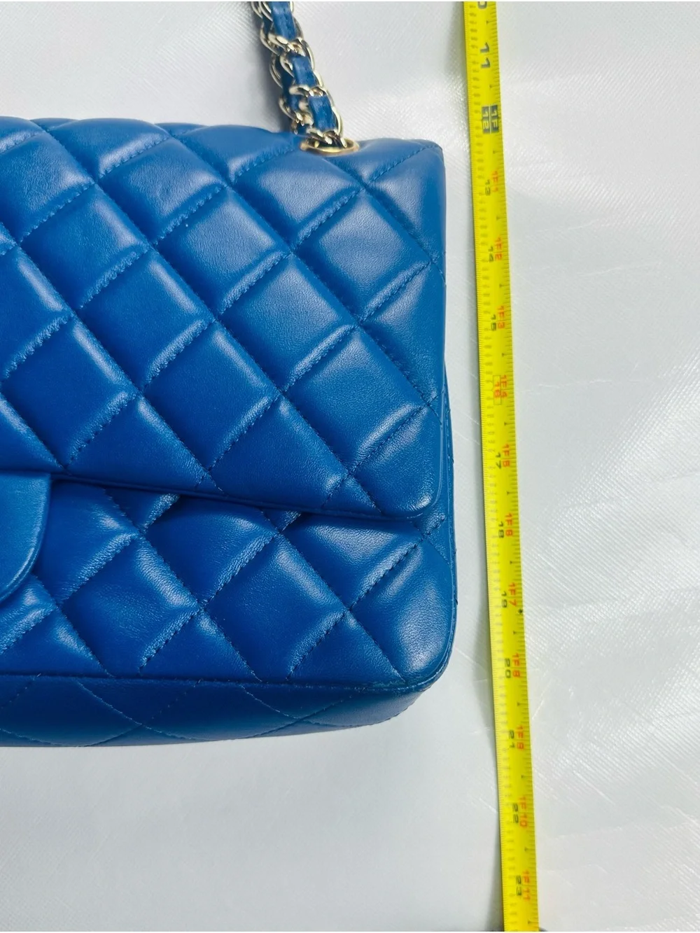 CHANEL Quilted Double Flap Shoulder Bag in Royal Blue with Gold Hardware